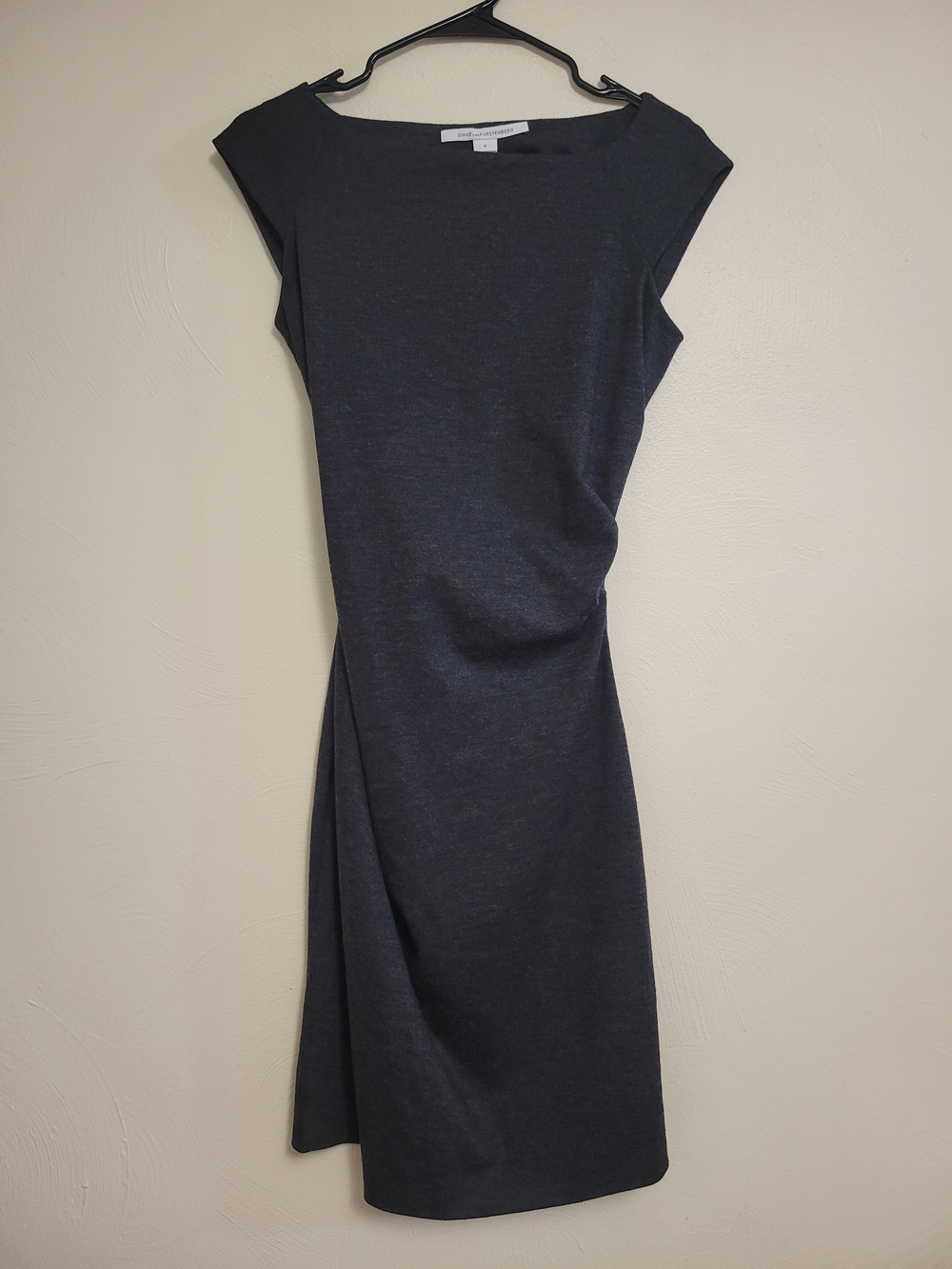 Diane Von Furstenberg Dark Charcoal Midi Sheath Dress Size 4